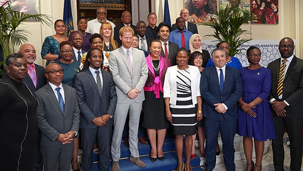 Duke of Sussex in group photograph at Commonwealth policy roundtable