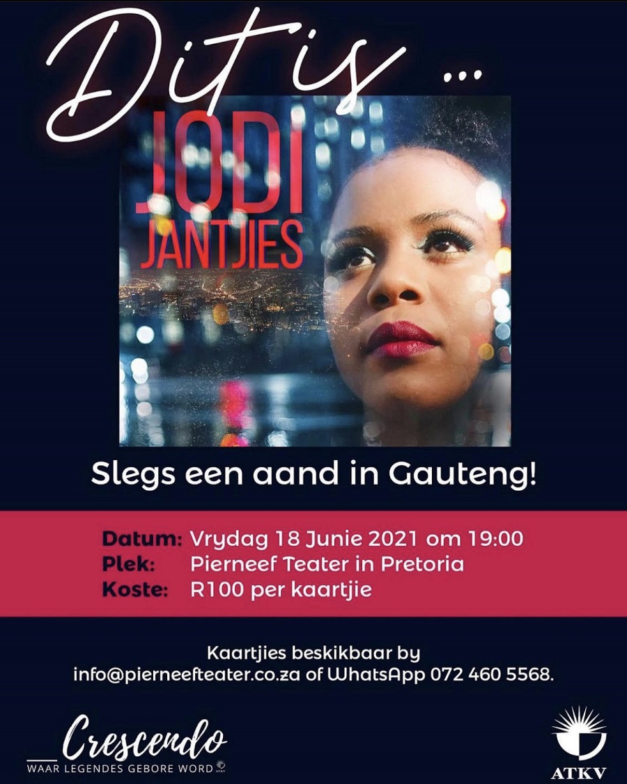 Jodi Jantjies, to perform a one-night-only concert in Pretoria next week